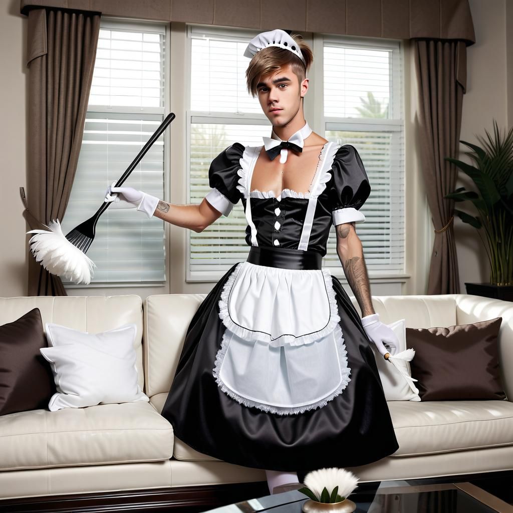 Justin Bieber as French Maid in Luxury Home