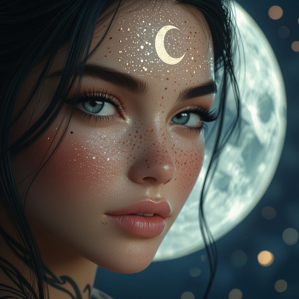 Luna Solara: Cosmic Oracle in Deep Fantasy Colors