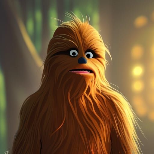 Young Chewbacca as a Muppet-style character, anime style
