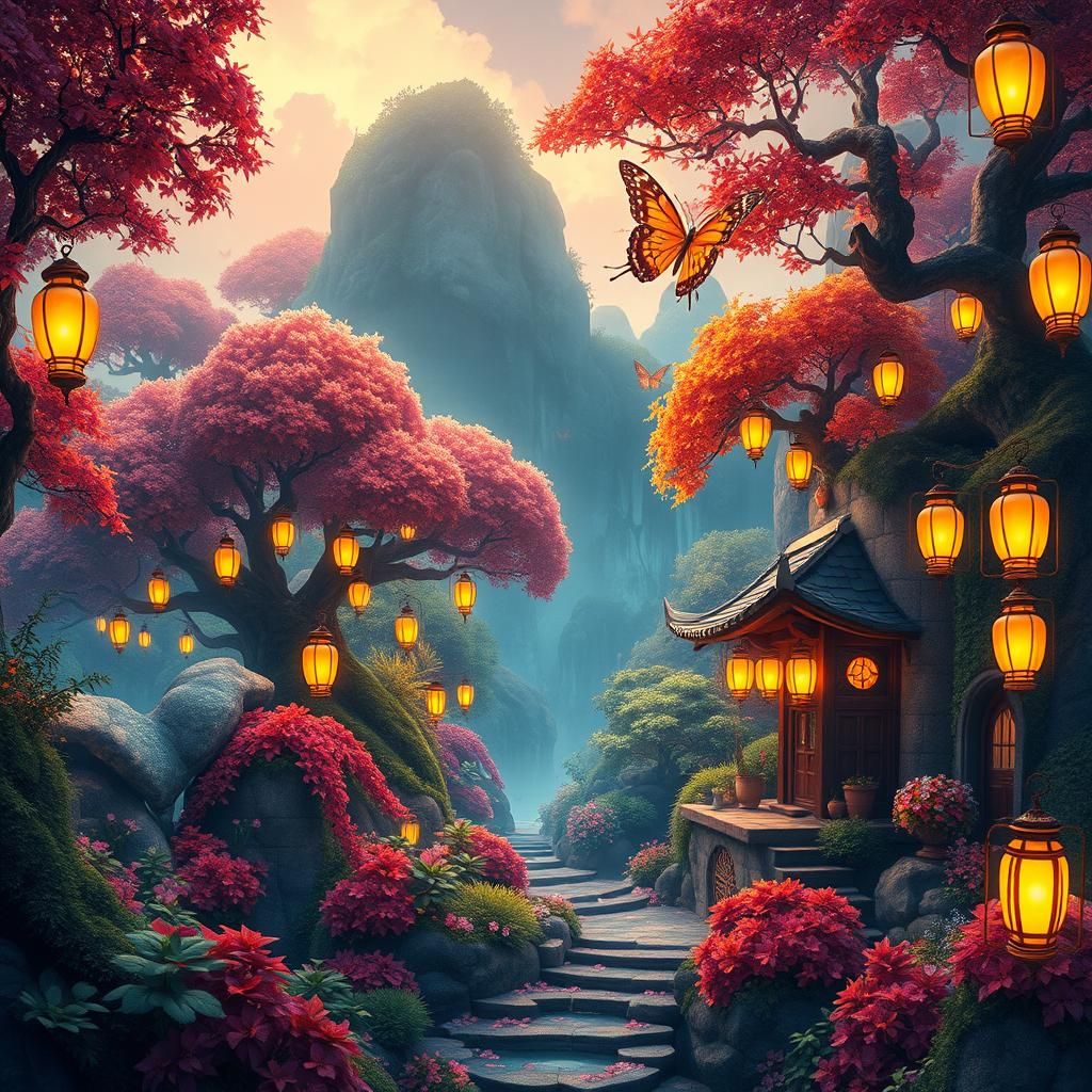 Mystical Butterfly Studio in Ghibli Style