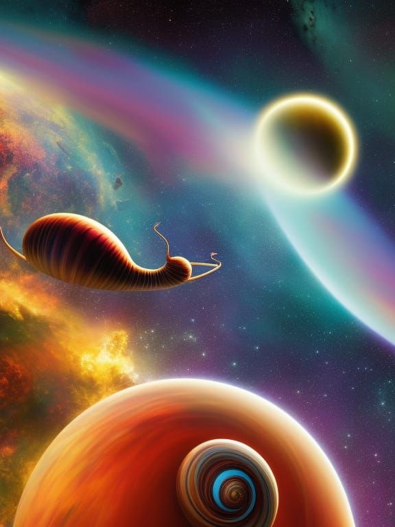 Giant Snail Floats Through Space in Hyperrealism