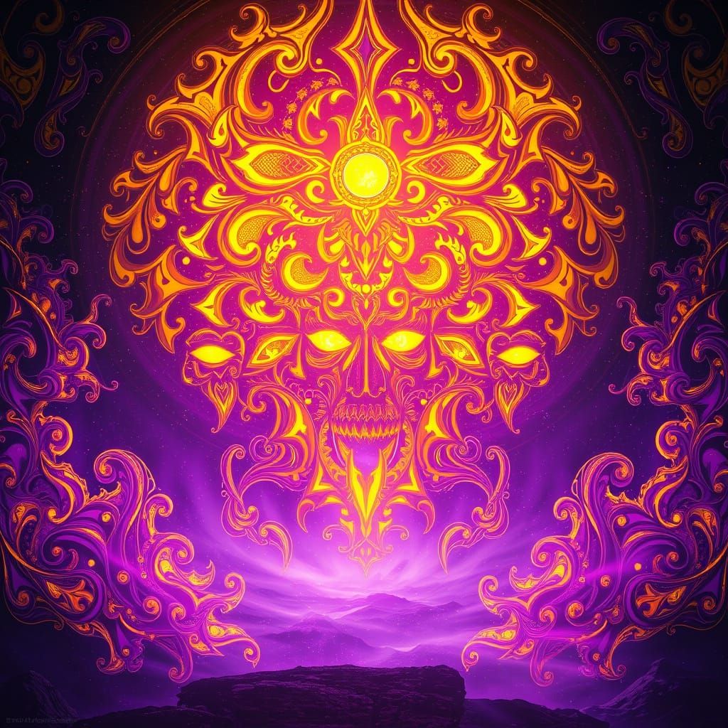 A stunning blacklight artwork that fills the room with a mes...