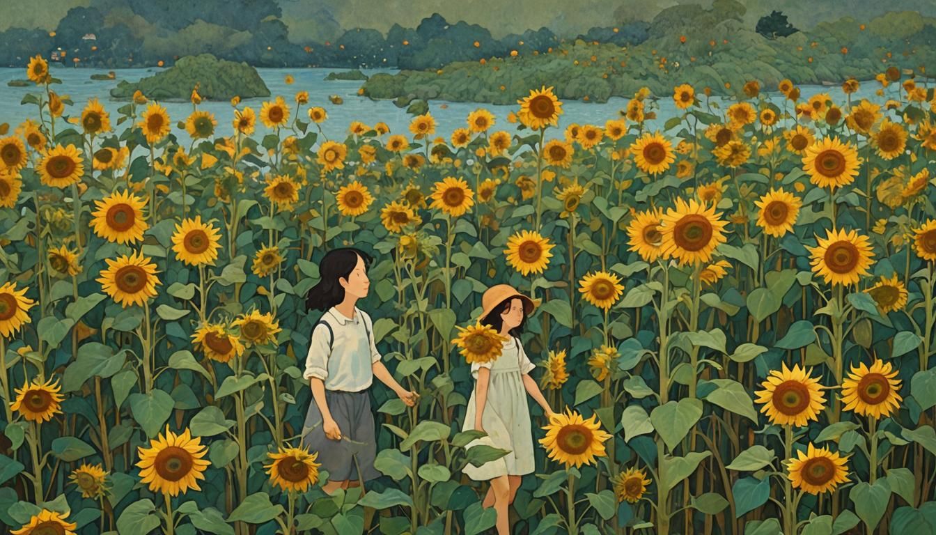 Sunflowers, Children, and Sci-Fi Dreamscapes