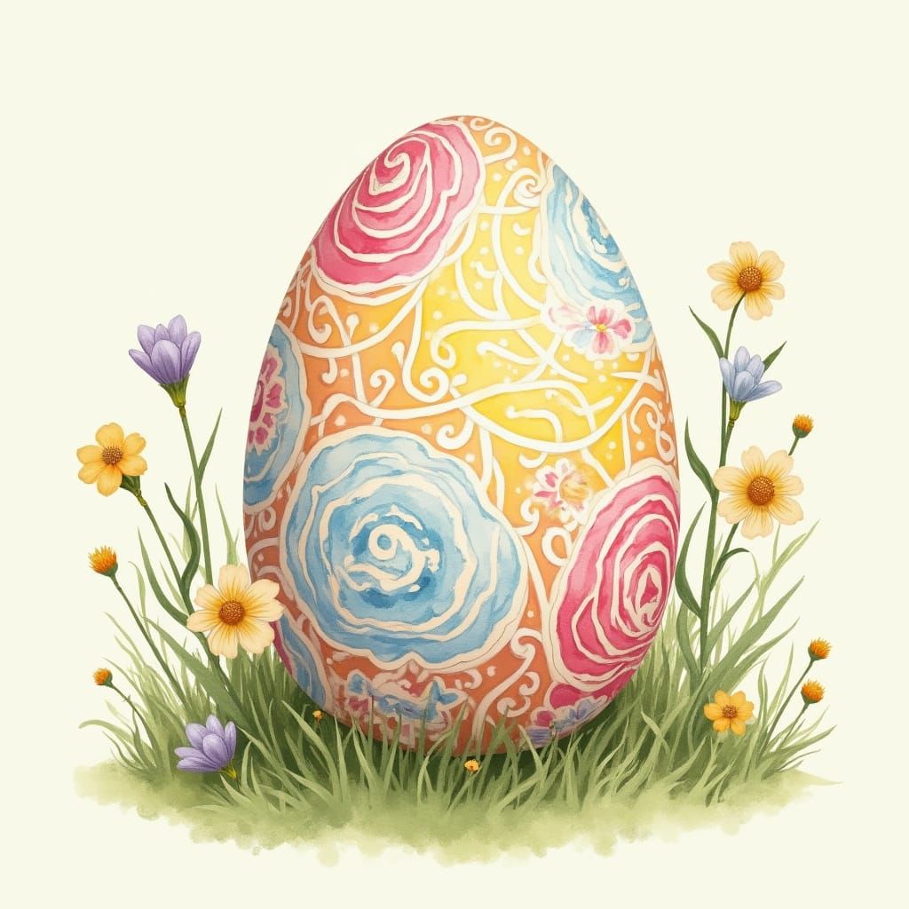 Whimsical Easter Egg in Pastel Hues