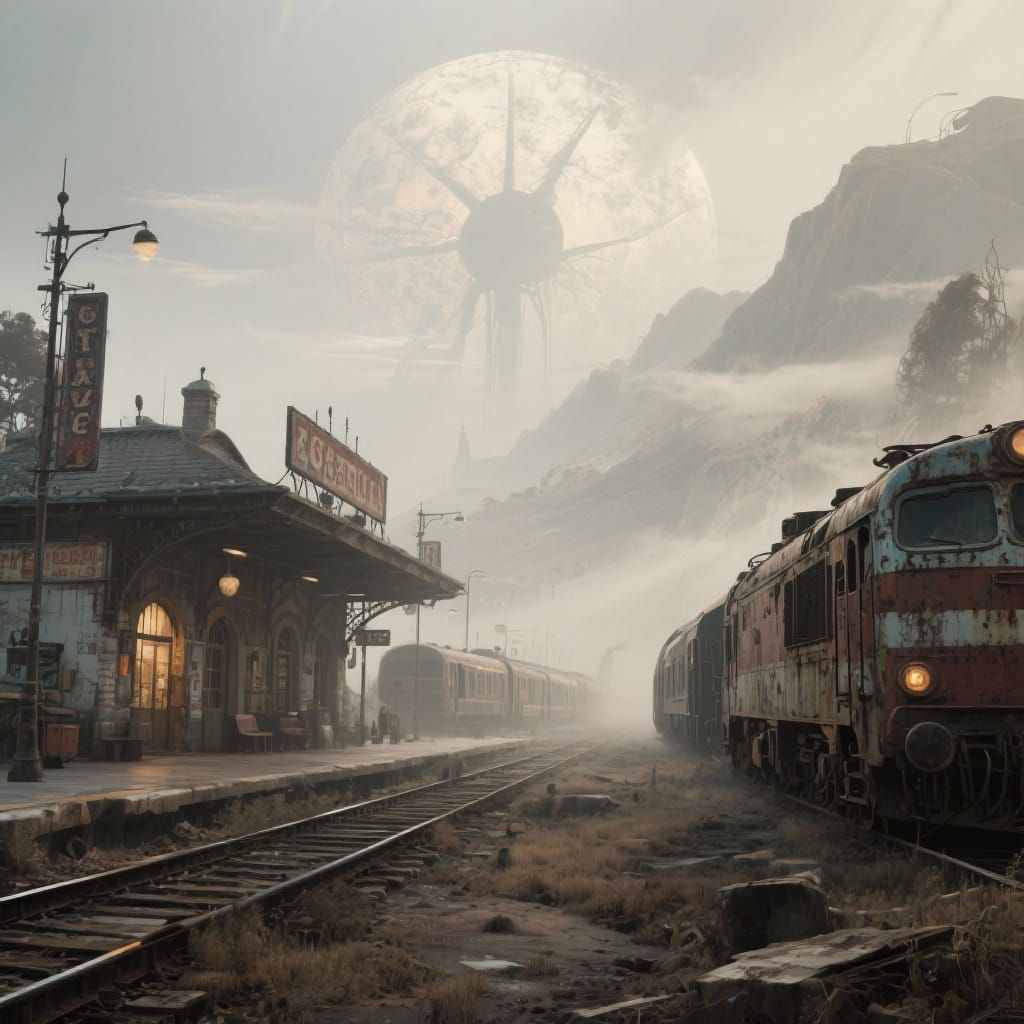 Mystical Train Station at the End of Time