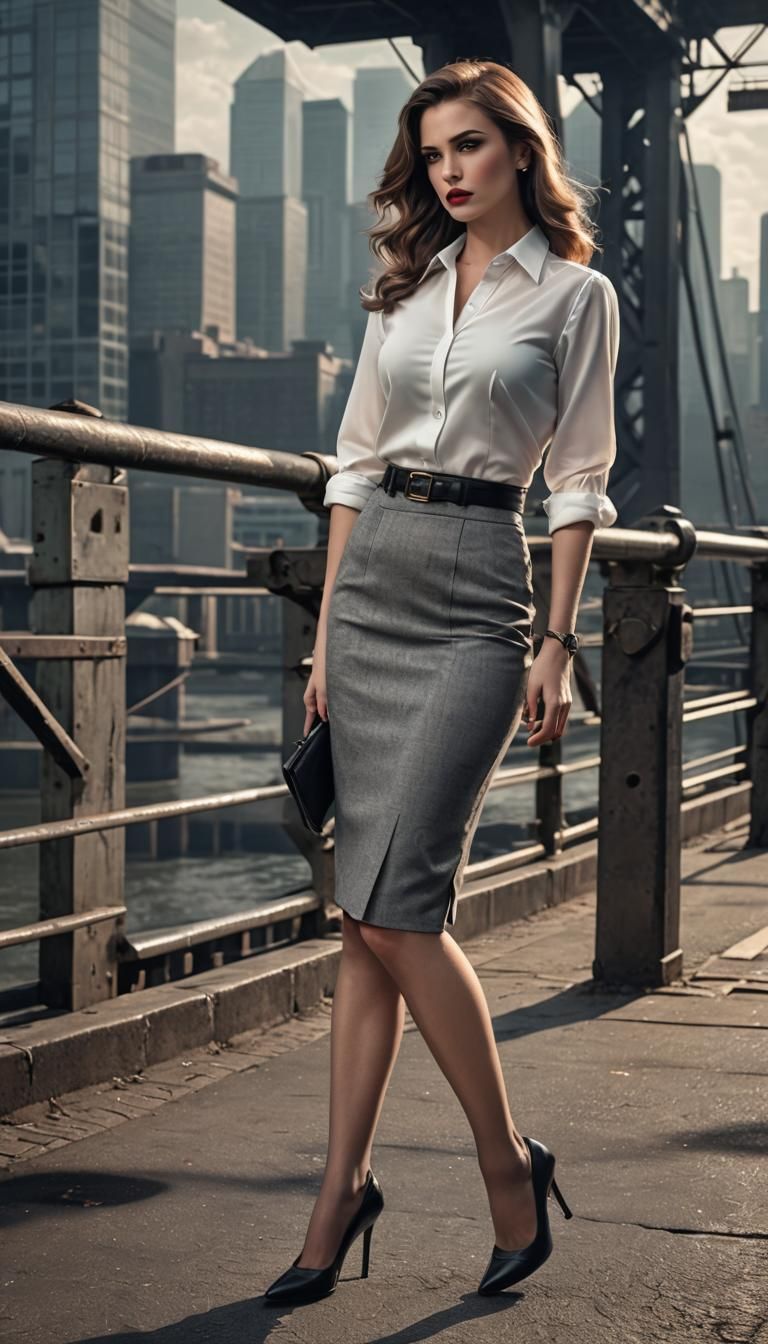 Femme Fatale on Bridge in High Resolution