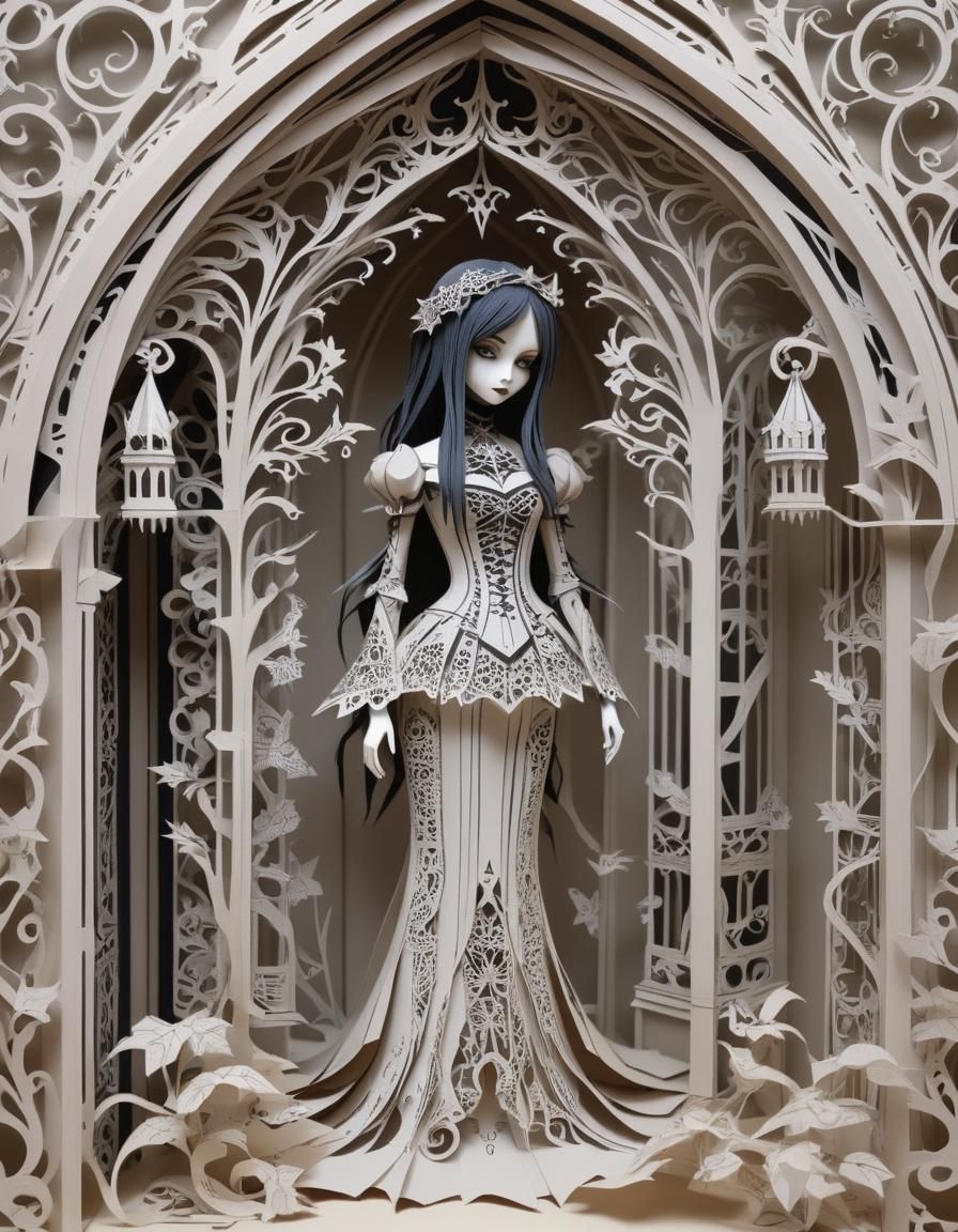 Most beautiful attractive Gothic made of papercraft, ,