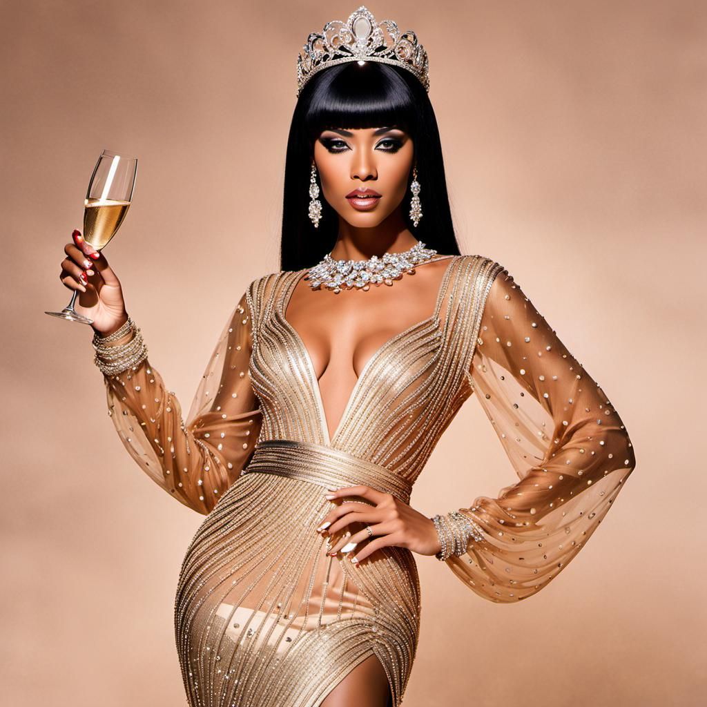Champagne Topaz Goddess in Haute Couture Gown