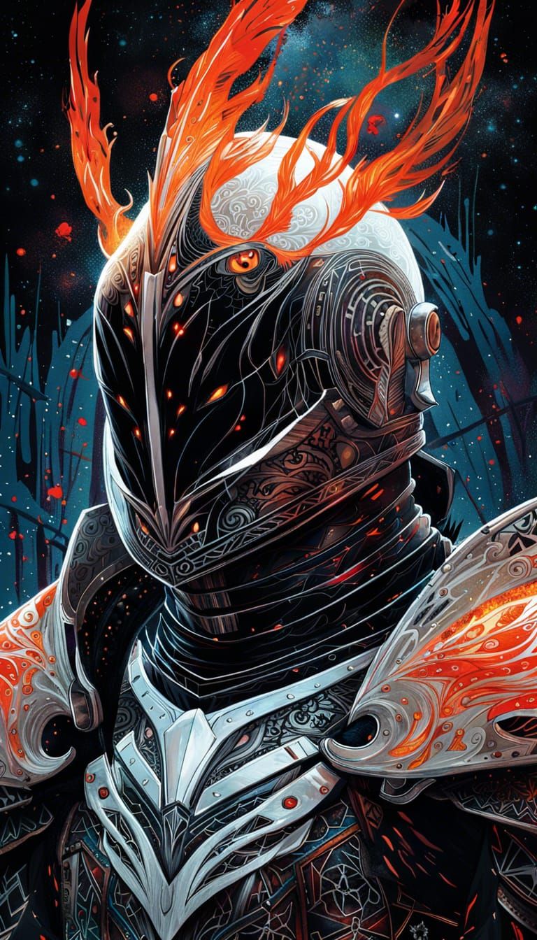 Sinister Galaxy Knight in Detailed Digital Painting