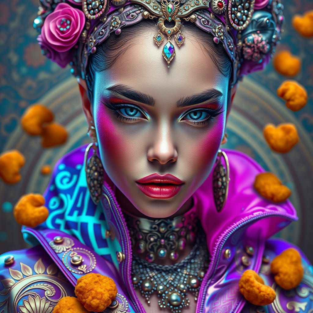 Hyperrealistic Portrait of a Futuristic Goddess with Golden ...