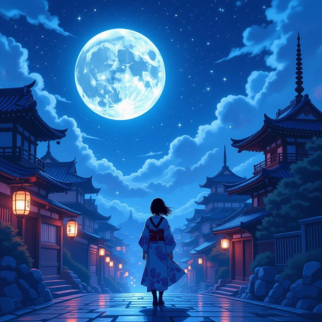 Moonlit Pact: Mystical Anime Illustration