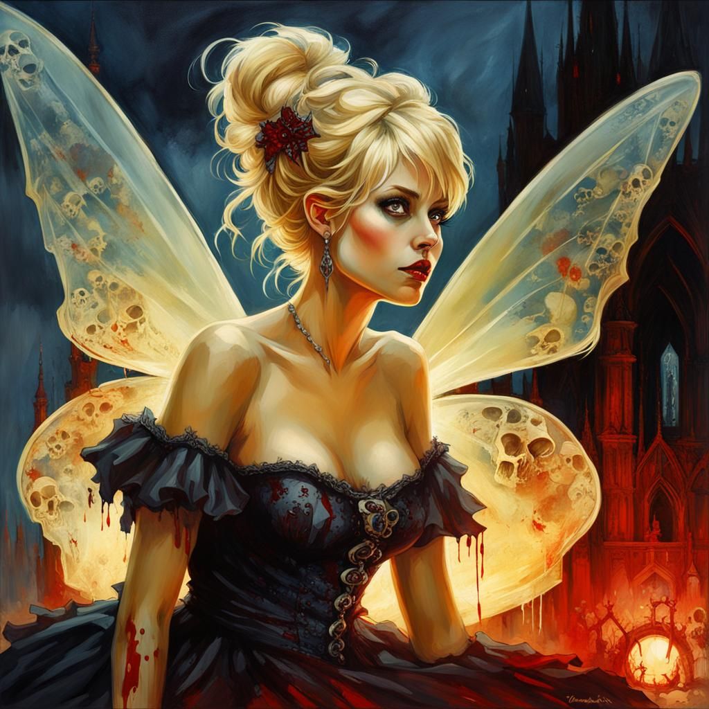Gothic Tinkerbell in Bloody Dark Fantasy Portrait