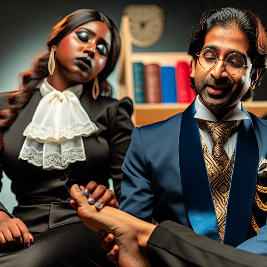 Foot Massage for Boss: Hyperrealistic Work Scene