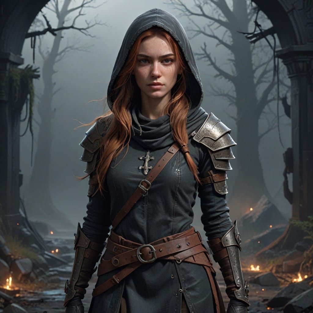 Fantastical Medieval Maiden in Dark Fantasy Concept Art