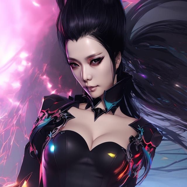 Beautiful Japanese Teacher in Gothic Art Style