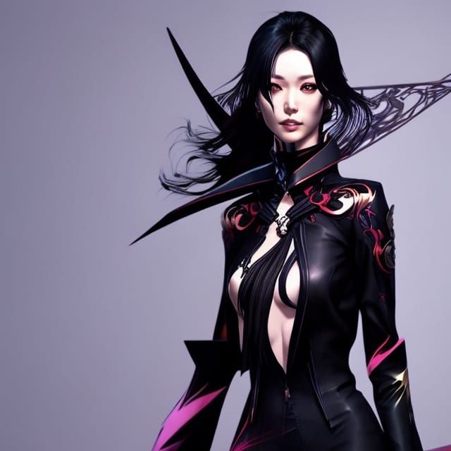 Beautiful Dark-Haired Teacher in Gothic Art Style