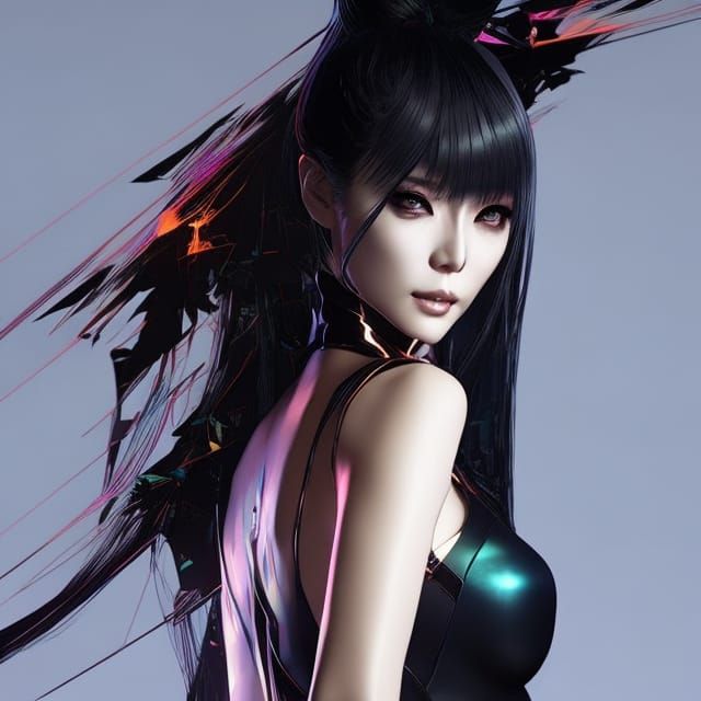 Beautiful Japanese Teacher in Gothic Art Style