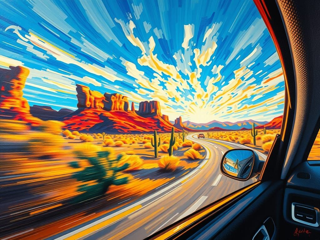 Vibrant Impasto Oil Painting of Sonoran Desert Sunrise