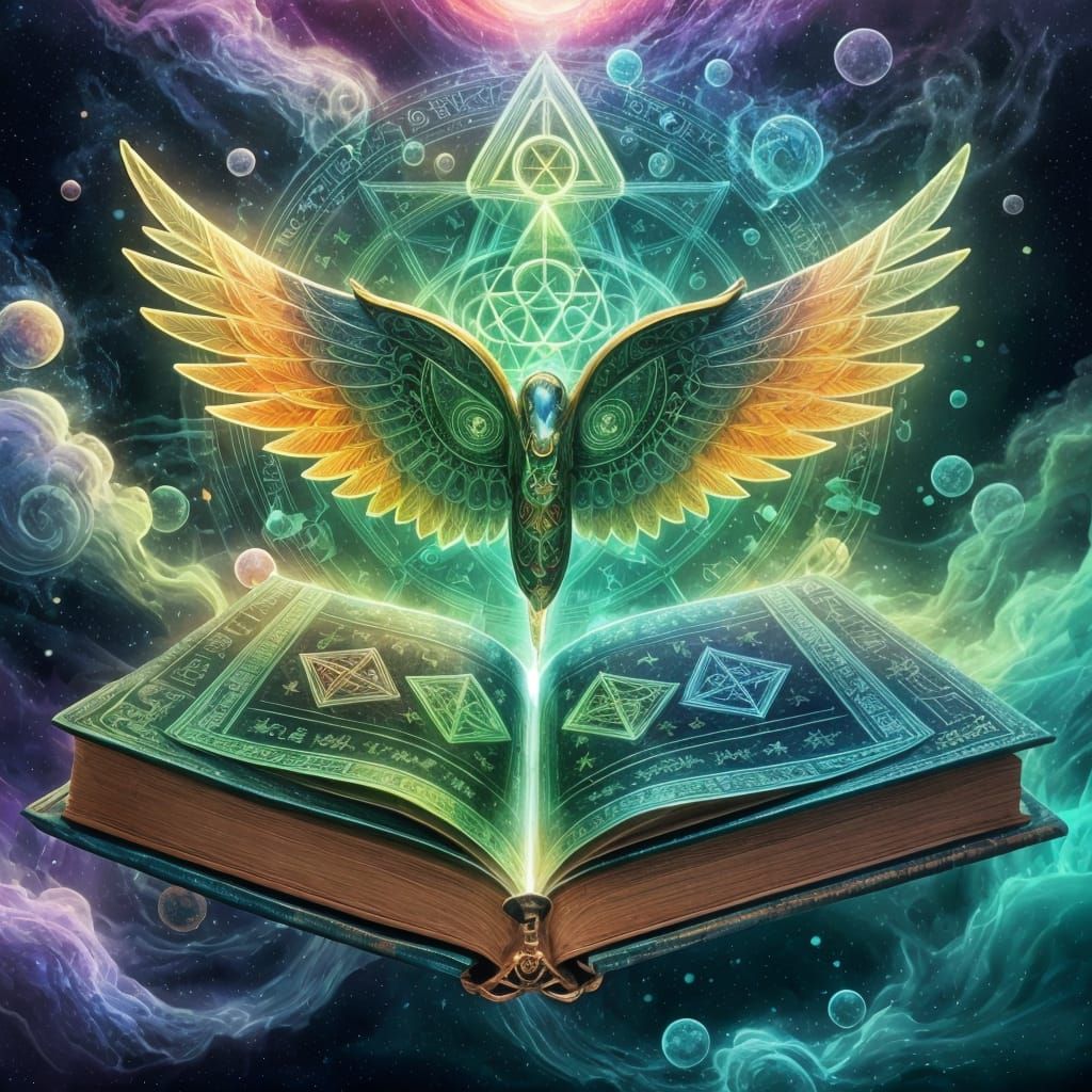 Sacred Thoth Tablet Radiating Green Light