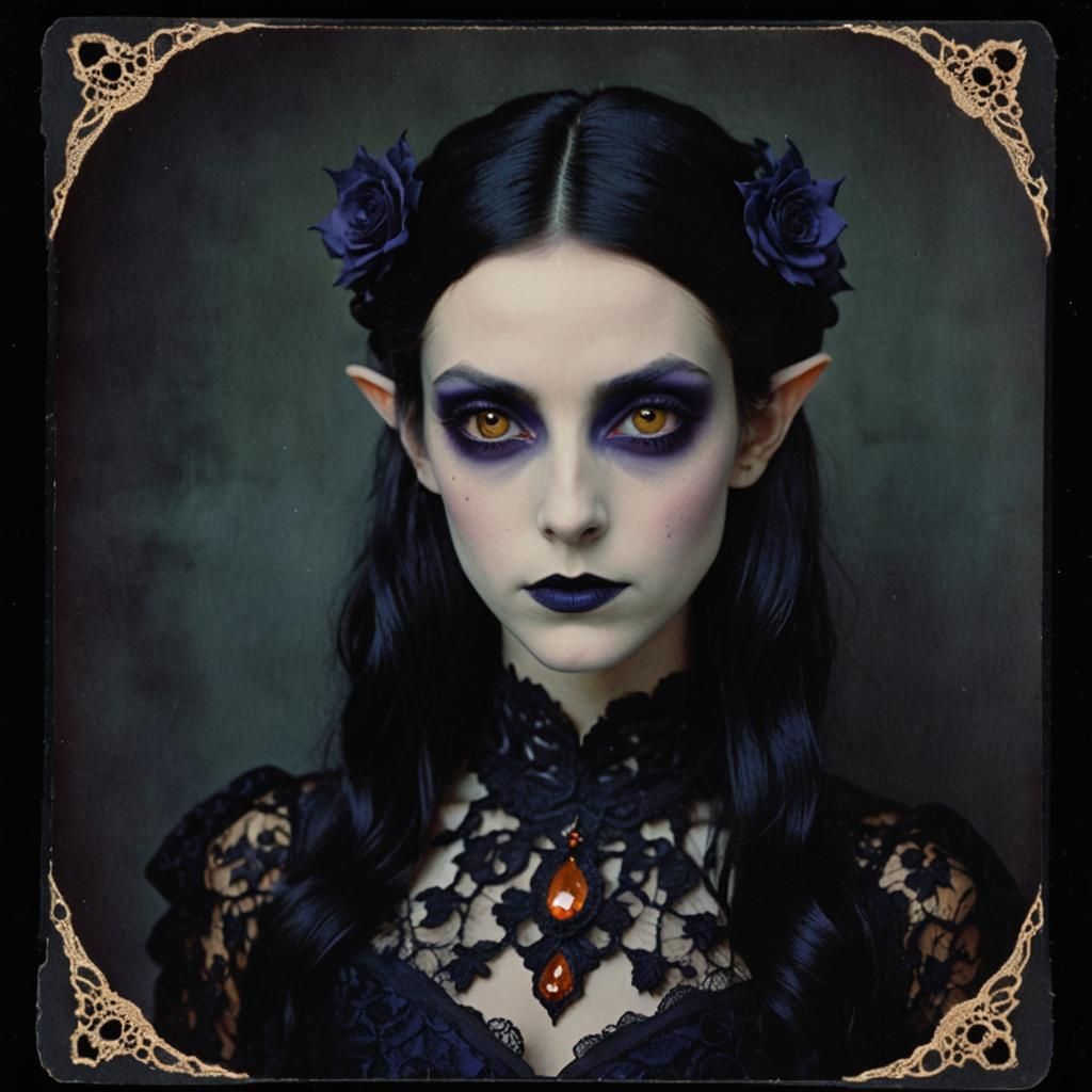 Dark Elf in Lace Gown: Weird Fiction Polaroid