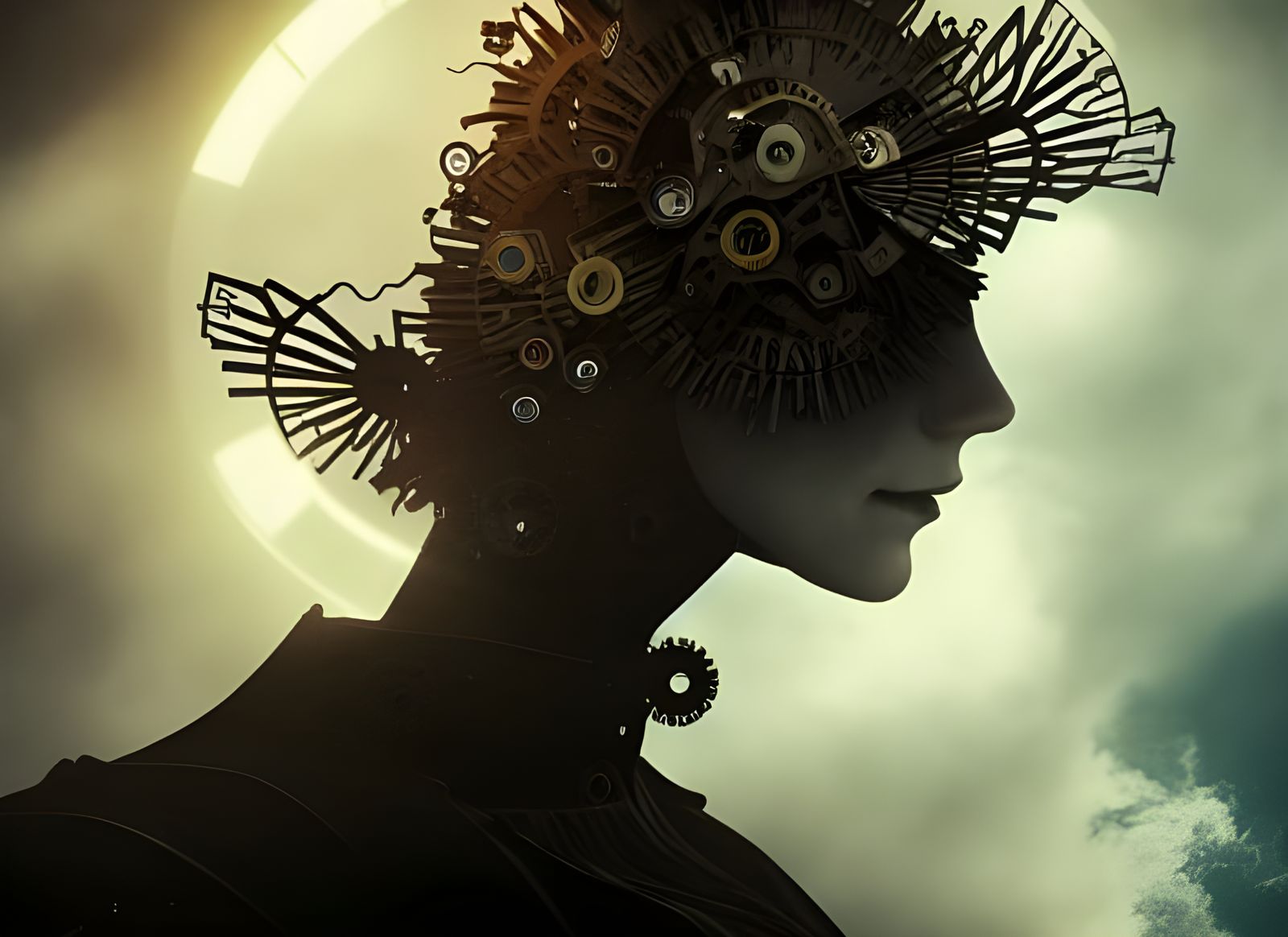 Clockwork Angel Descending in Retro Photograph