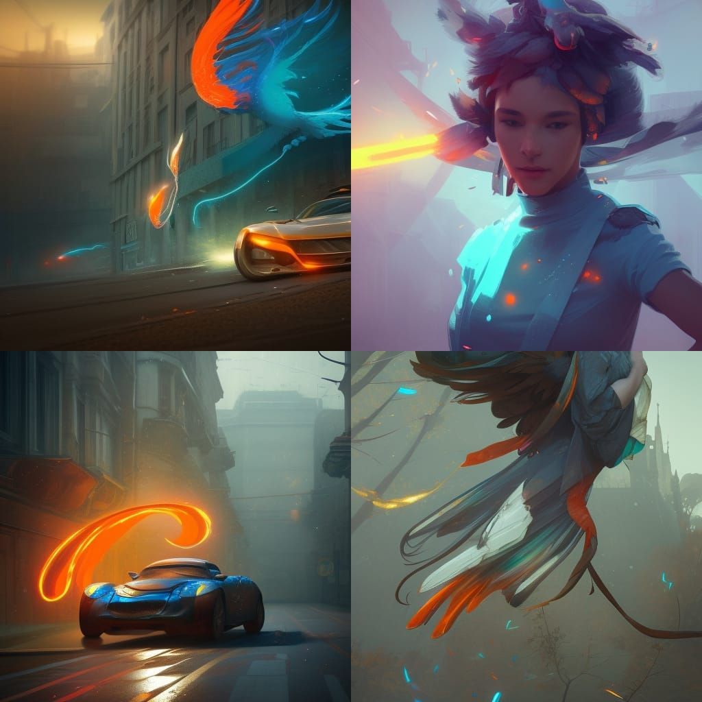 Asphalt Magpie in Art Nouveau Style