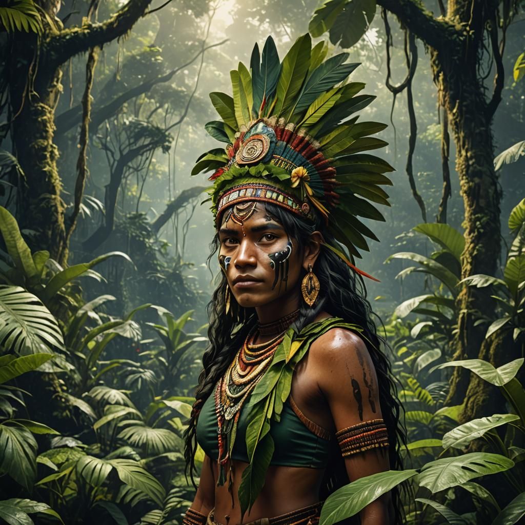 Amazon Rainforest Indigenous Woman Portrait