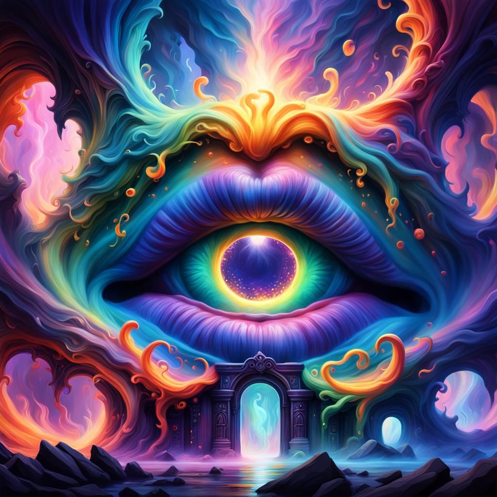 Glowing Portal Inside a Mouth: Fantasy Concept Art