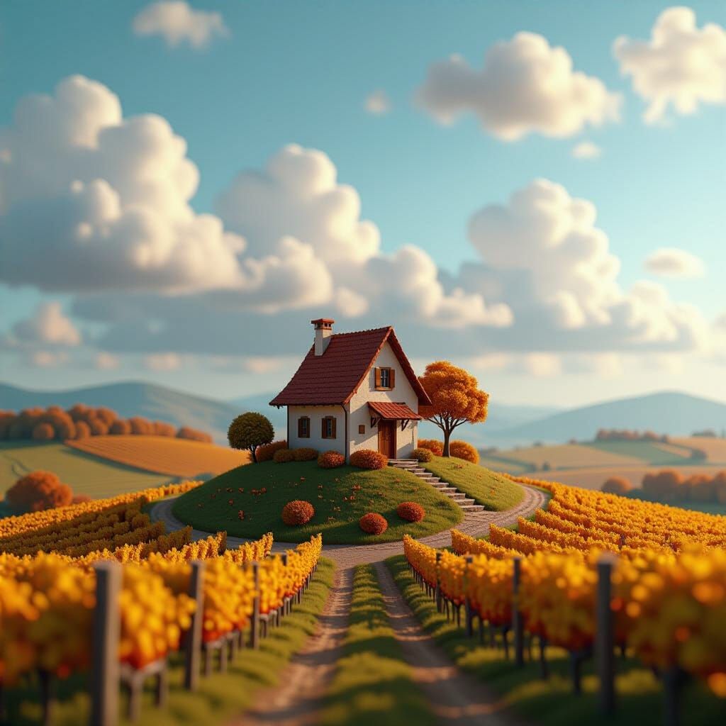 Charming Tiny House on Autumn Hillside