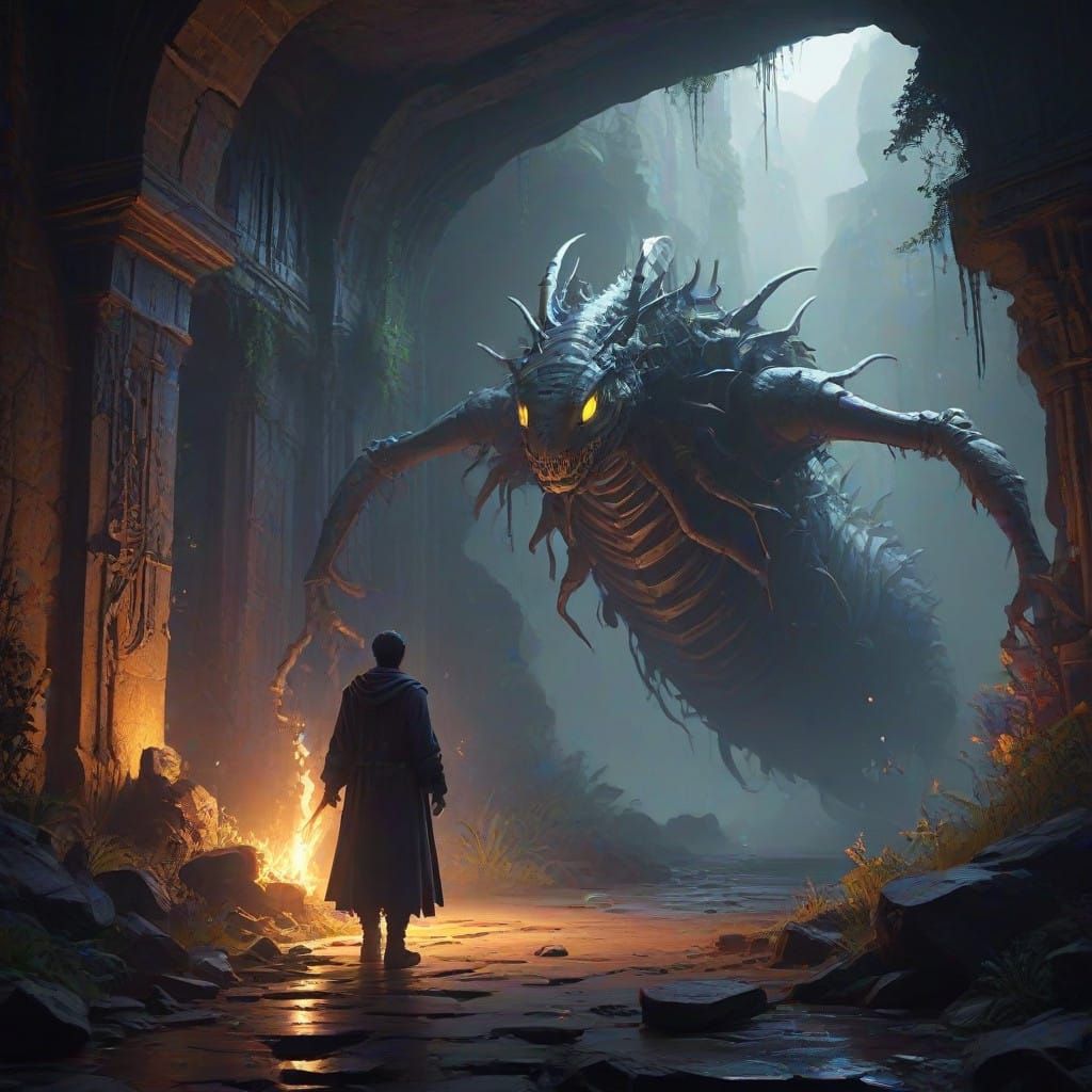 Young Hero Faces Eldritch Horror in Dark Fantasy Realm