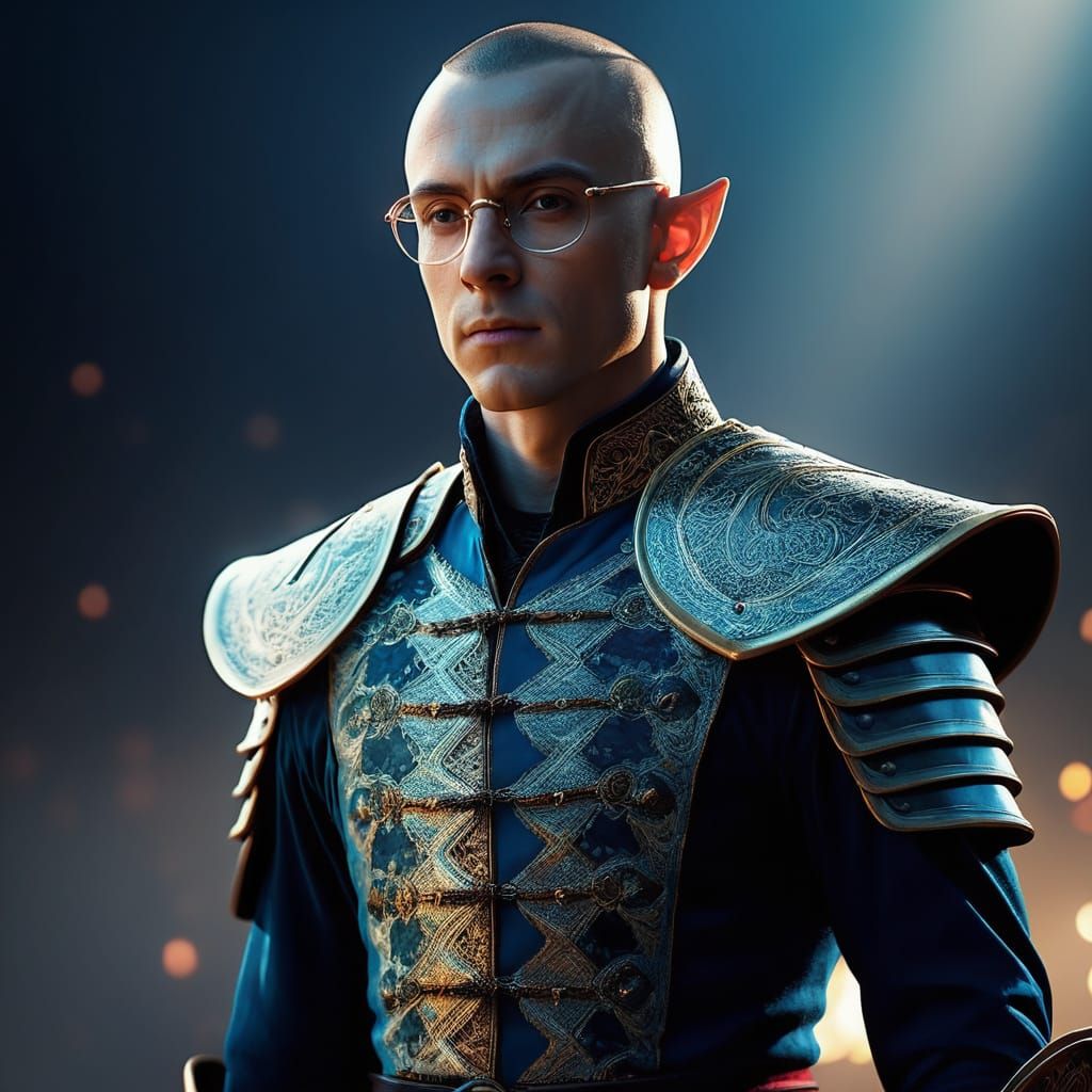 Half-Elf Fighter in Detailed Digital Painting