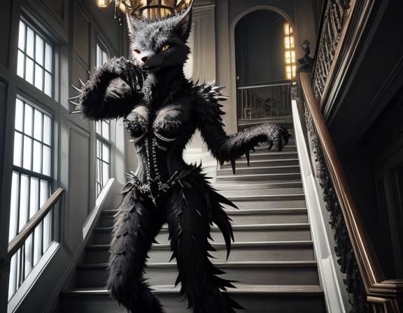 Menacing Spiky Creature at Staircase End