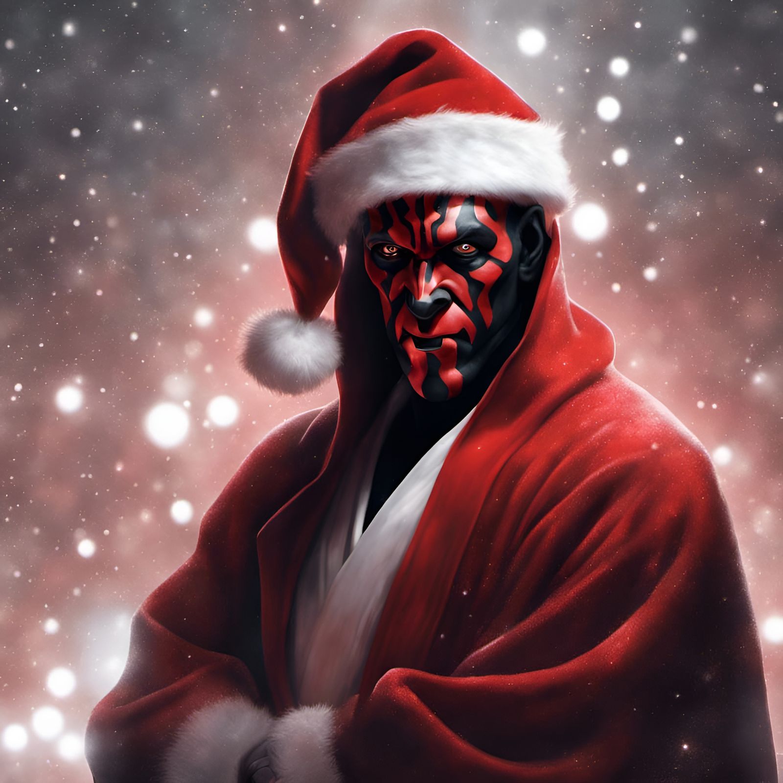 Darth Maul as Santa Claus Portrait