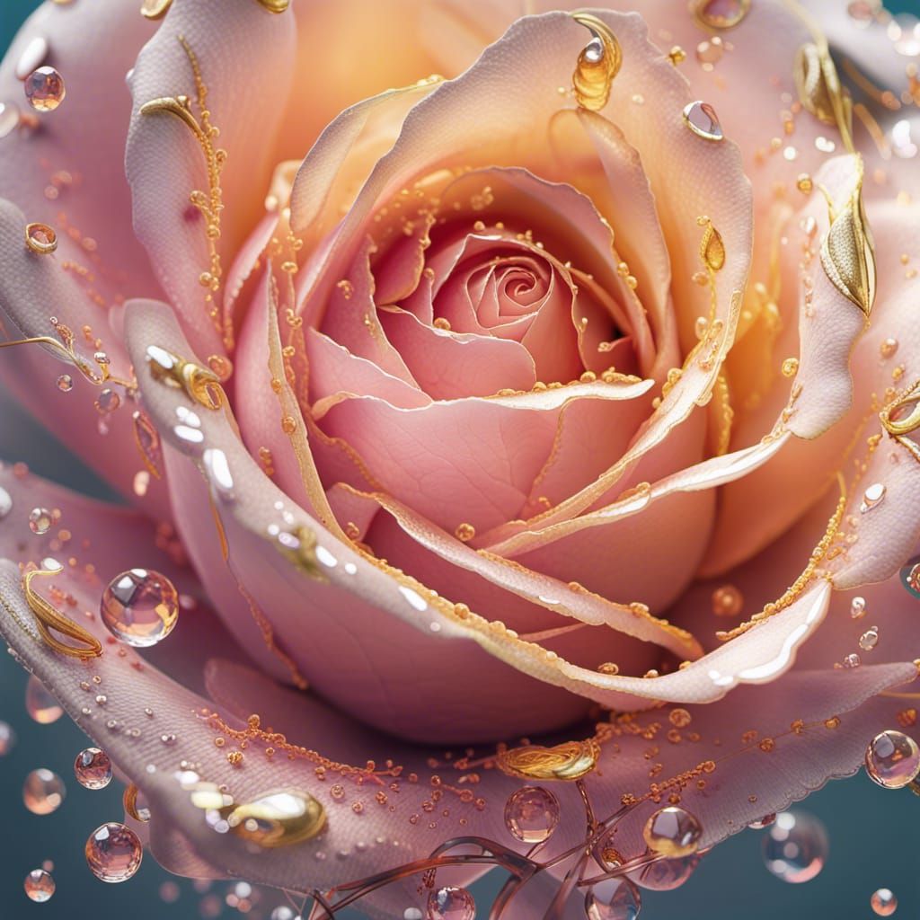 Photorealistic Pastel Rose with Transparent Petals