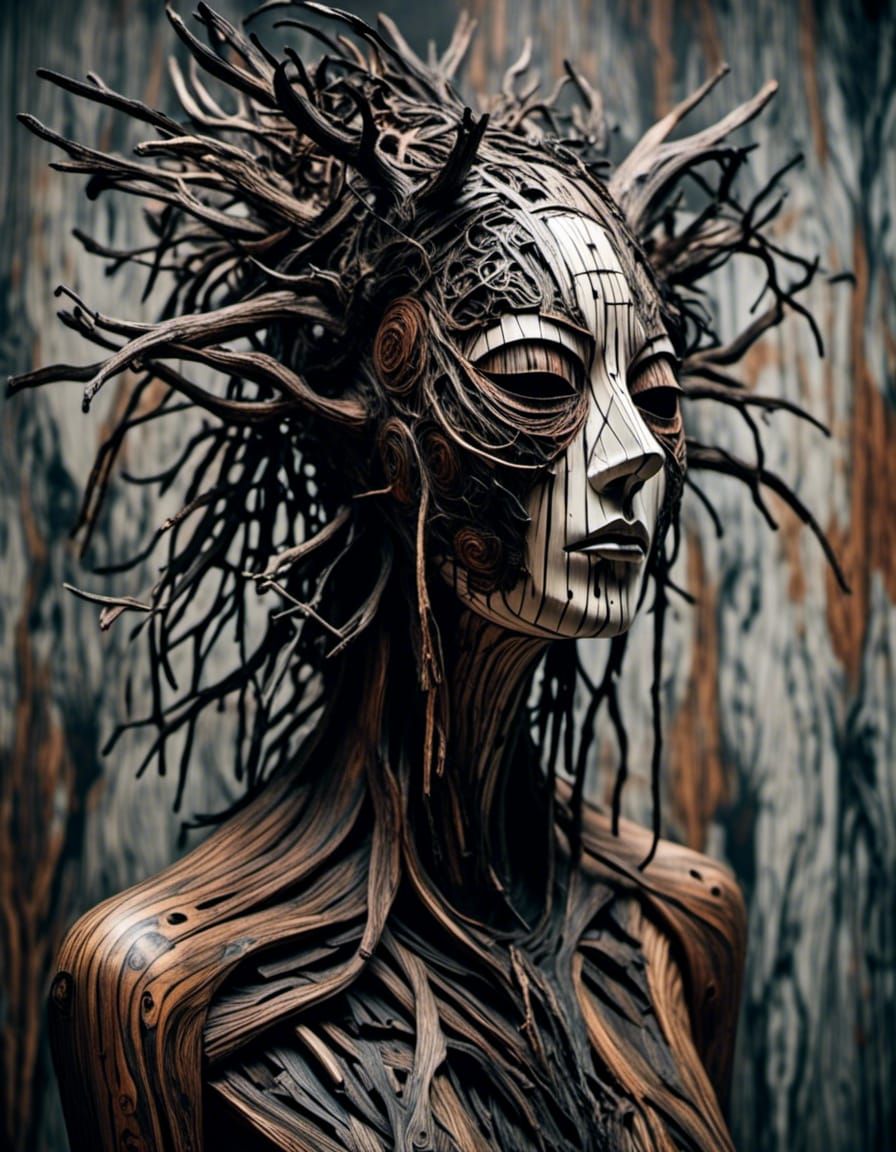 Woman with Existential Dread and Mask of Fear