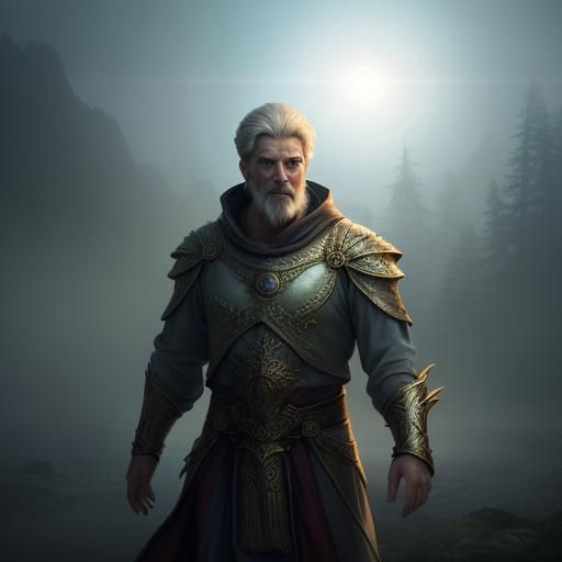 God Illuminates Misty Realm in Ethereal Fantasy