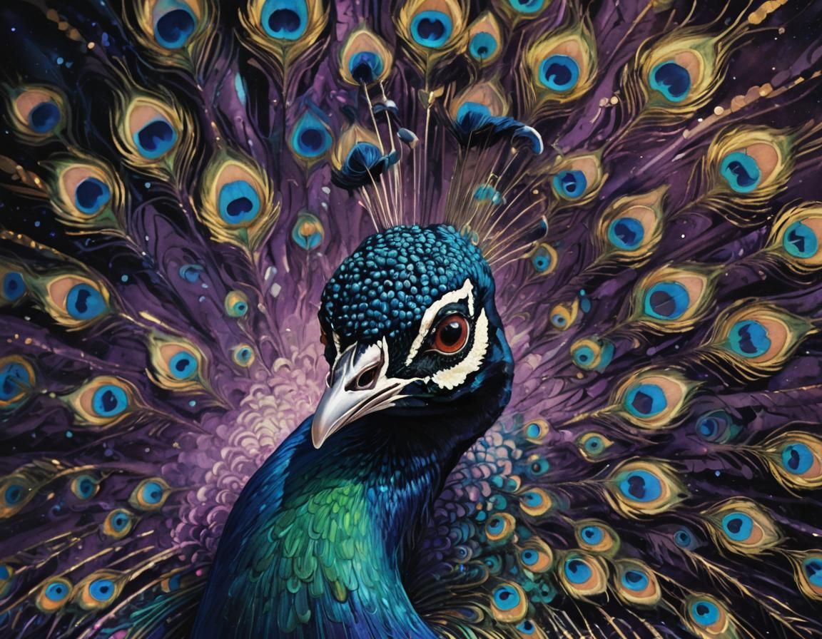 Peacock in a Surreal Renaissance Portrait