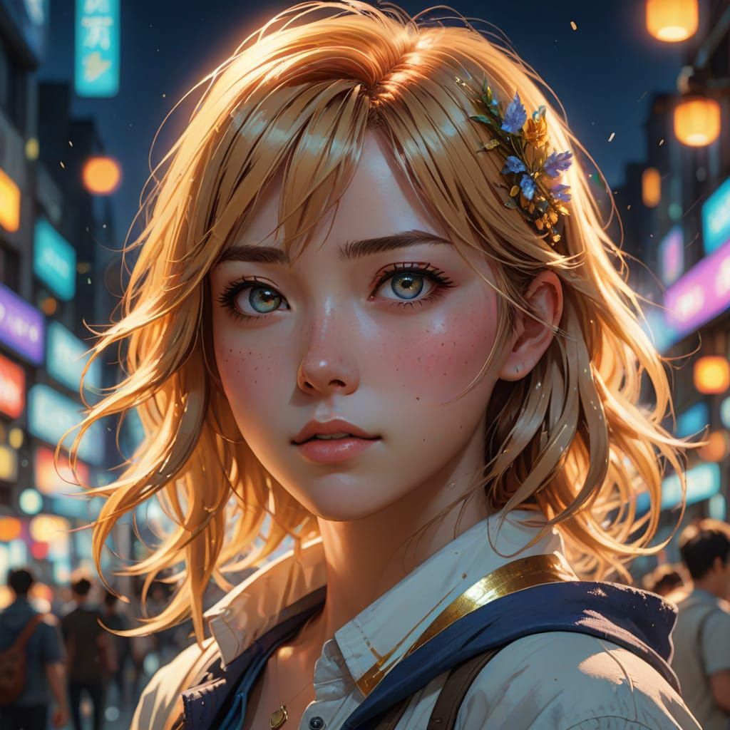 Ethereal Anime Goddess in Vibrant Harmony