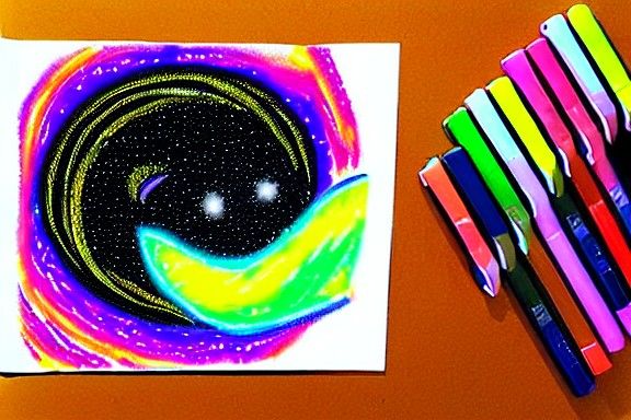 Colorful Black Hole with Accretion Disk Art