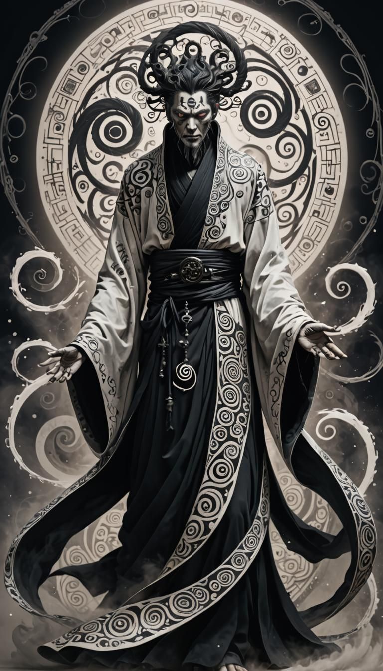 Haunting Figure in Spirals of Madness