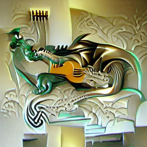 Dragon Guitarist in Art Deco Style