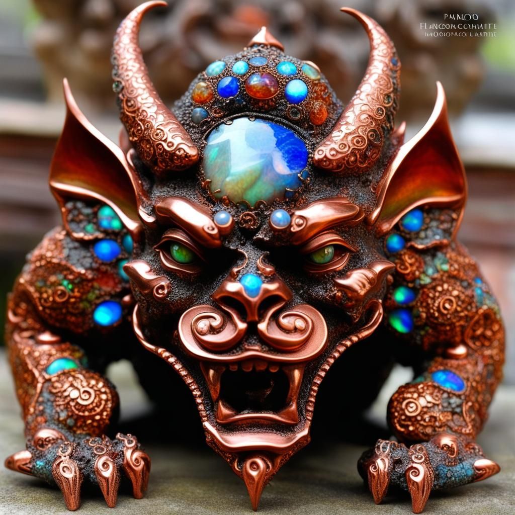 Intricate Gargoyle Gazebo in Moonlight, Graffiti Art Style