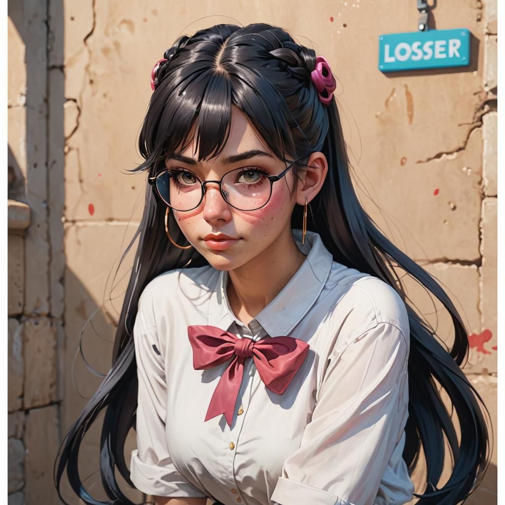 Detailed Portrait of Girl with Pigtails