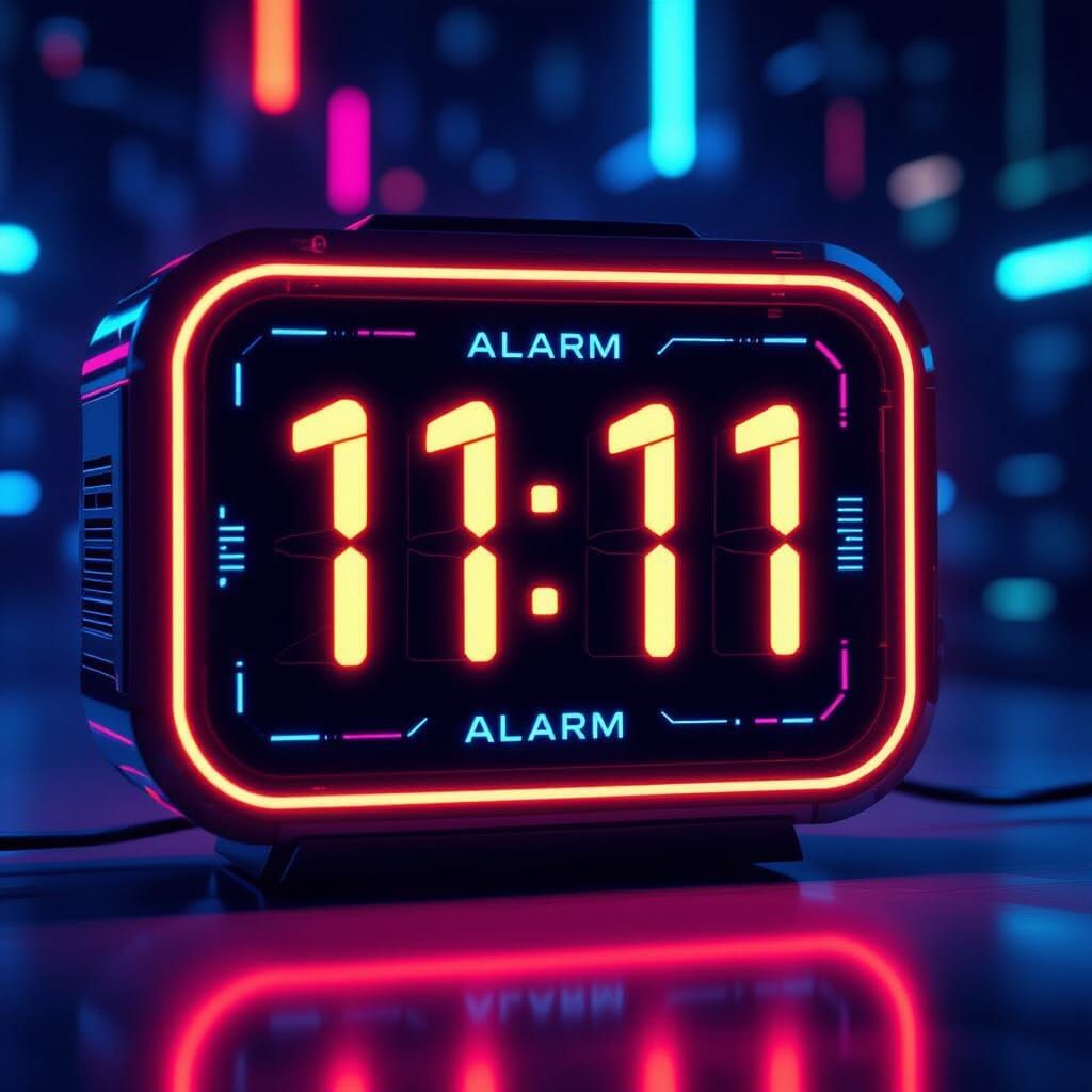 Futuristic 3D Alarm Clock Displaying 11:11