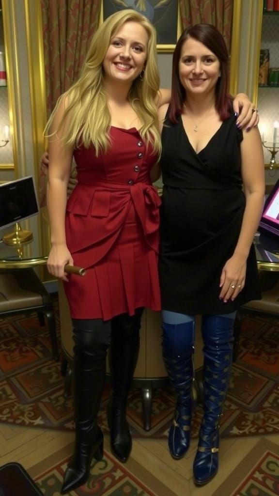 Elegant Women in Noir Style Smoking Cigars