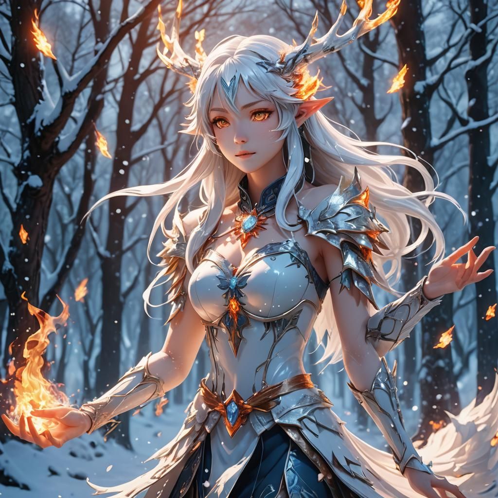 Icy Forest Elf Summons Fire and Snow