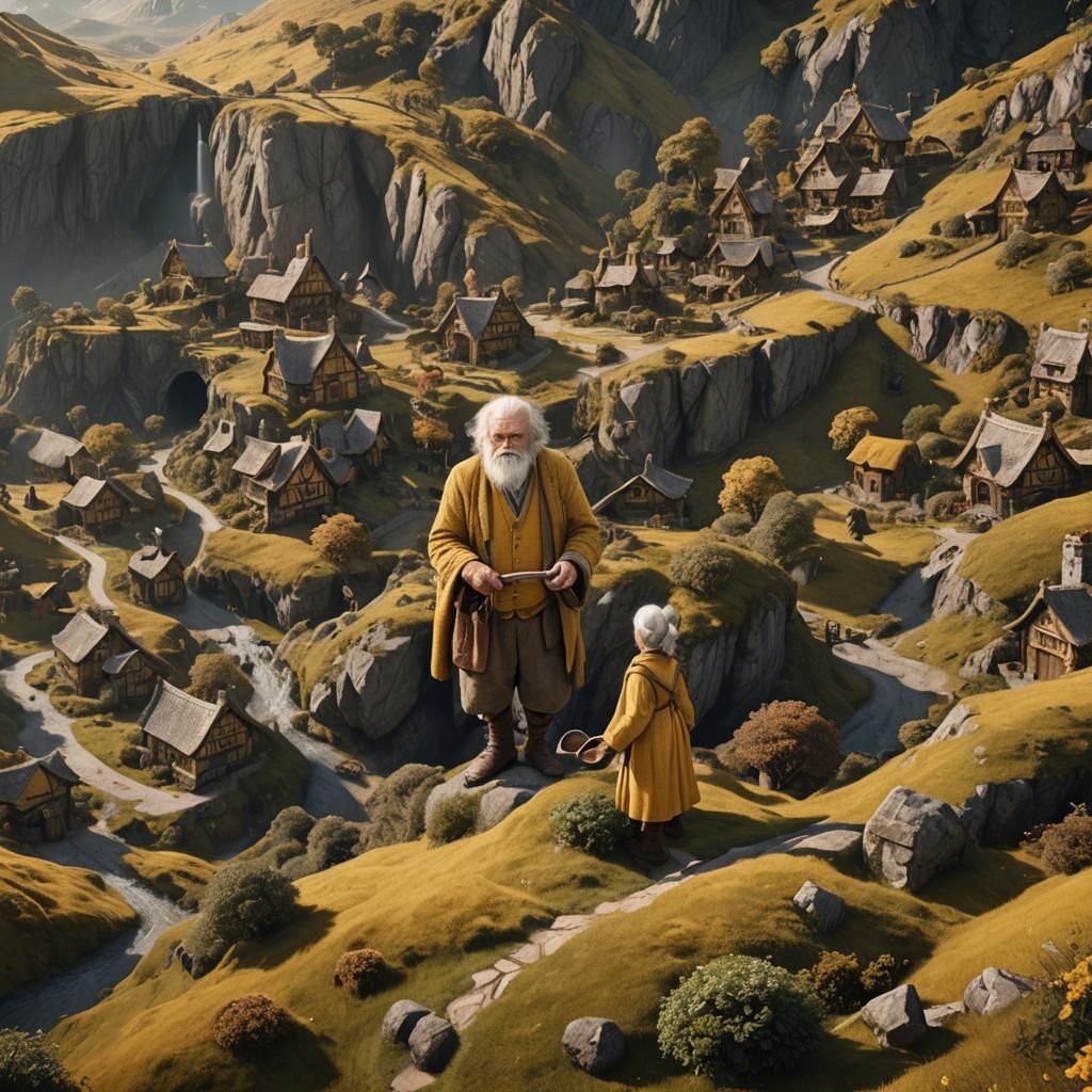 Hobbit Lady with Spoon: Detailed Matte Painting