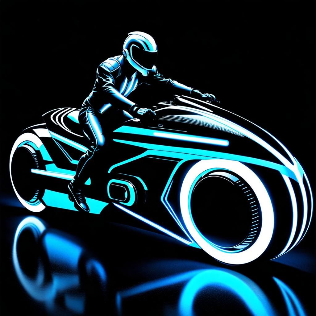 Futuristic Tron Lightcycle in Action Scene