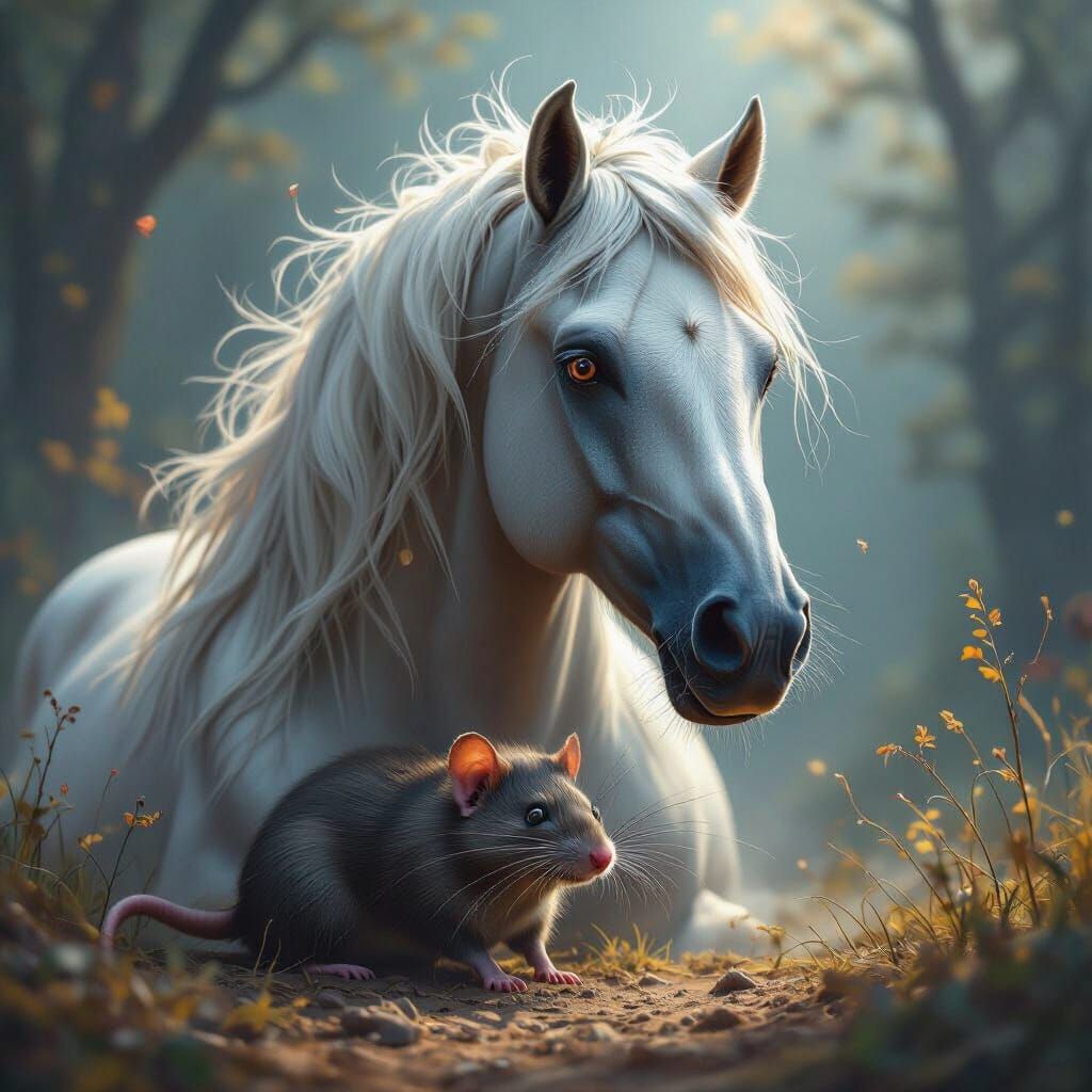 Majestic Horse-Rat Hybrid Fantasy Art