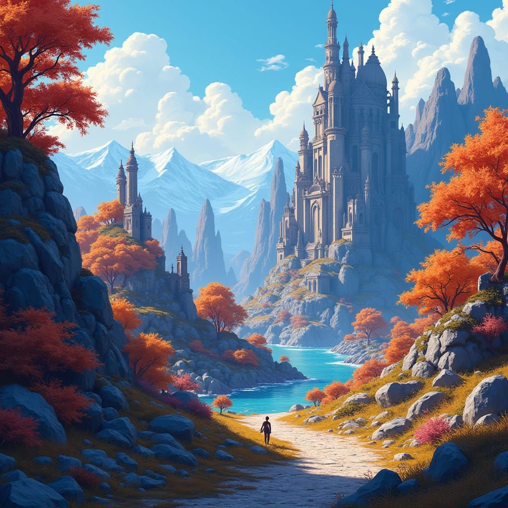 Vibrant Pixel Art Fantasy Landscape